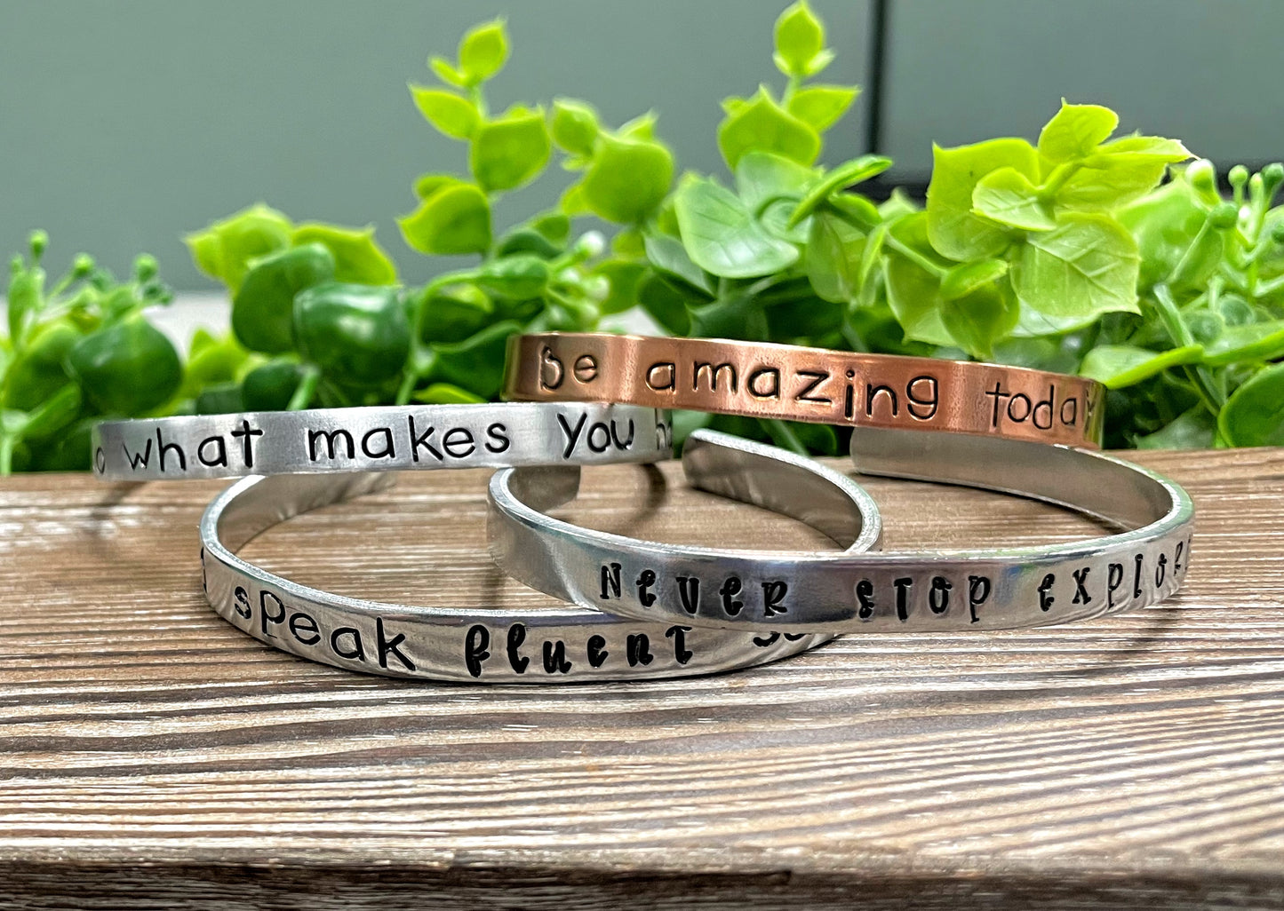 Be Amazing Today Hand Stamped Cuff Bracelet - Can be d - Handmade by Marlayna