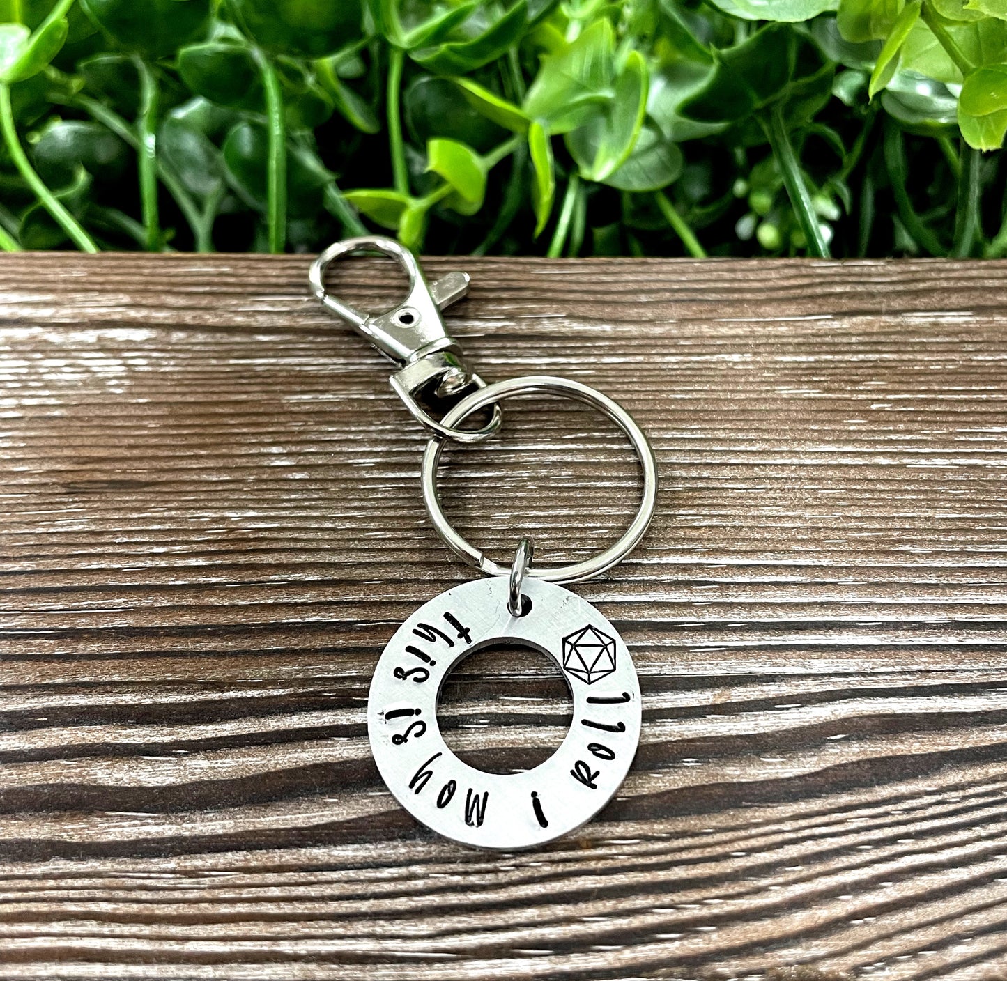 This is how I roll Gamer Dice Themed Hand Stamped Key Chain - Handmade by Marlayna