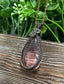 Wire Wrapped Faceted Pink Glass Crystal Pendant, Woven Frame - Handmade by Marlayna