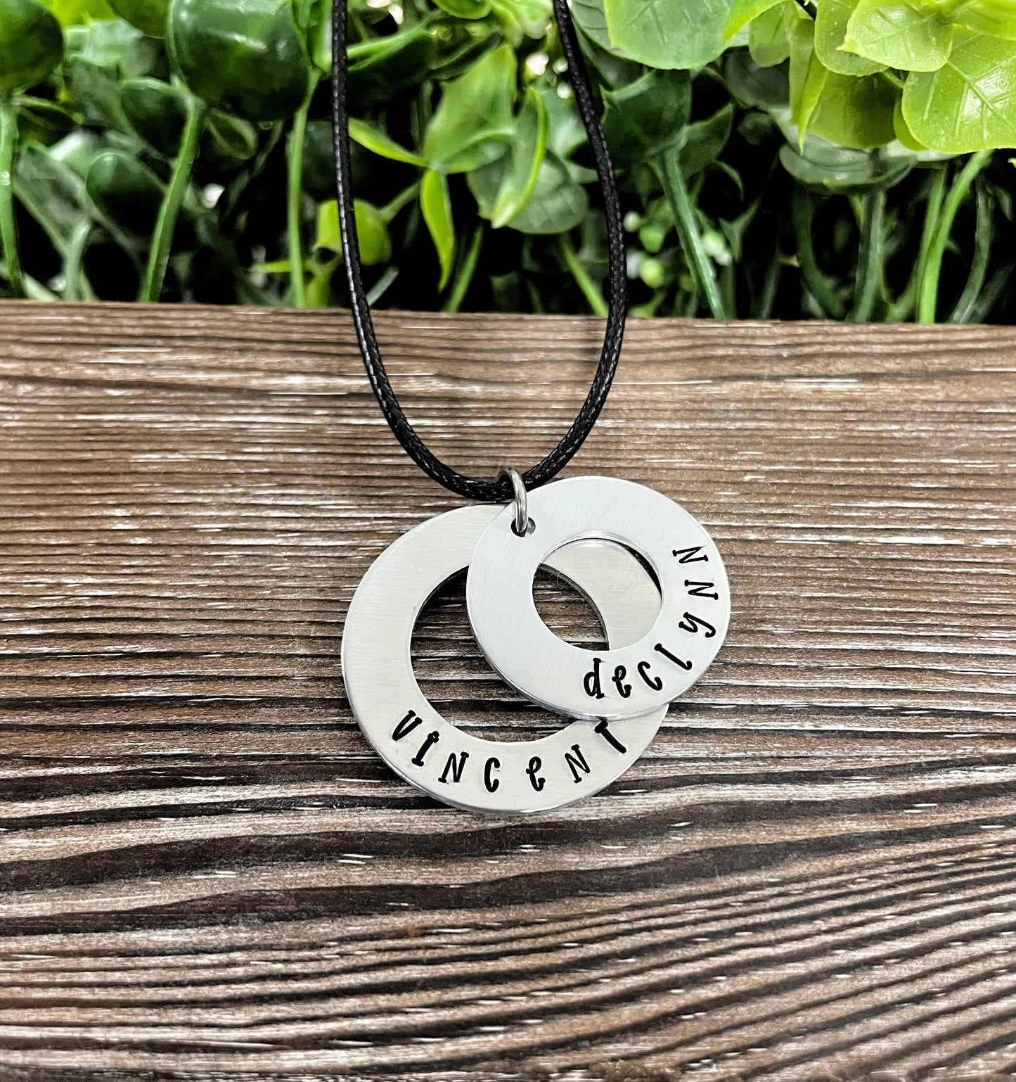 Stacked Washer Hand Stamped Name Necklace - Handmade by Marlayna