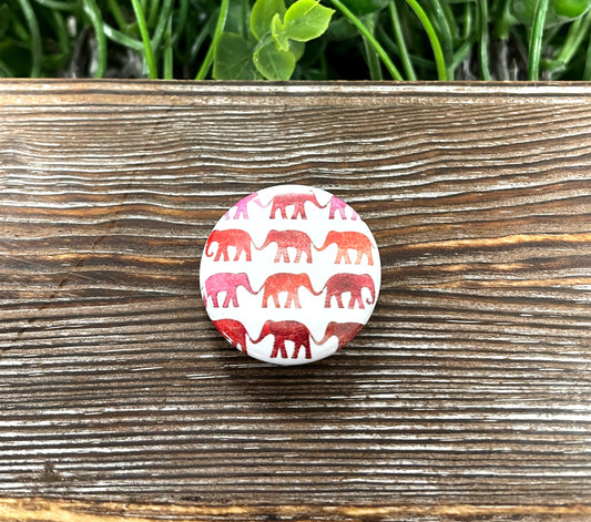 Red Elephants, Graphic Art Button / Pin 1.25” - Handmade by Marlayna