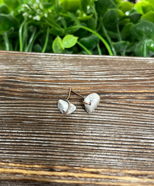 Howlite Gemstone Chip Copper Stud Earrings - Handmade by Marlayna