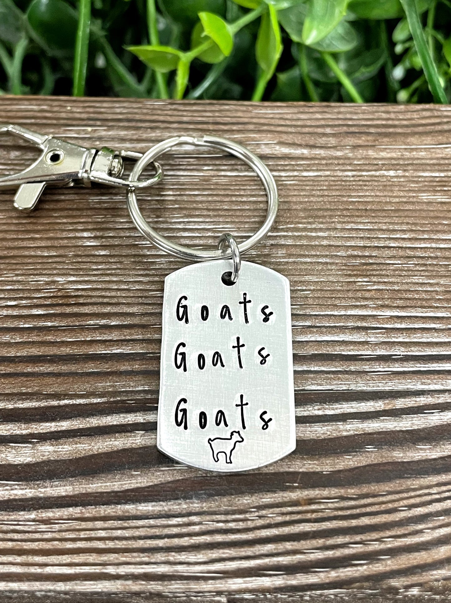 Goats Goats Goats Fun Animal Themed Hand Stamped Key Chain - Handmade by Marlayna