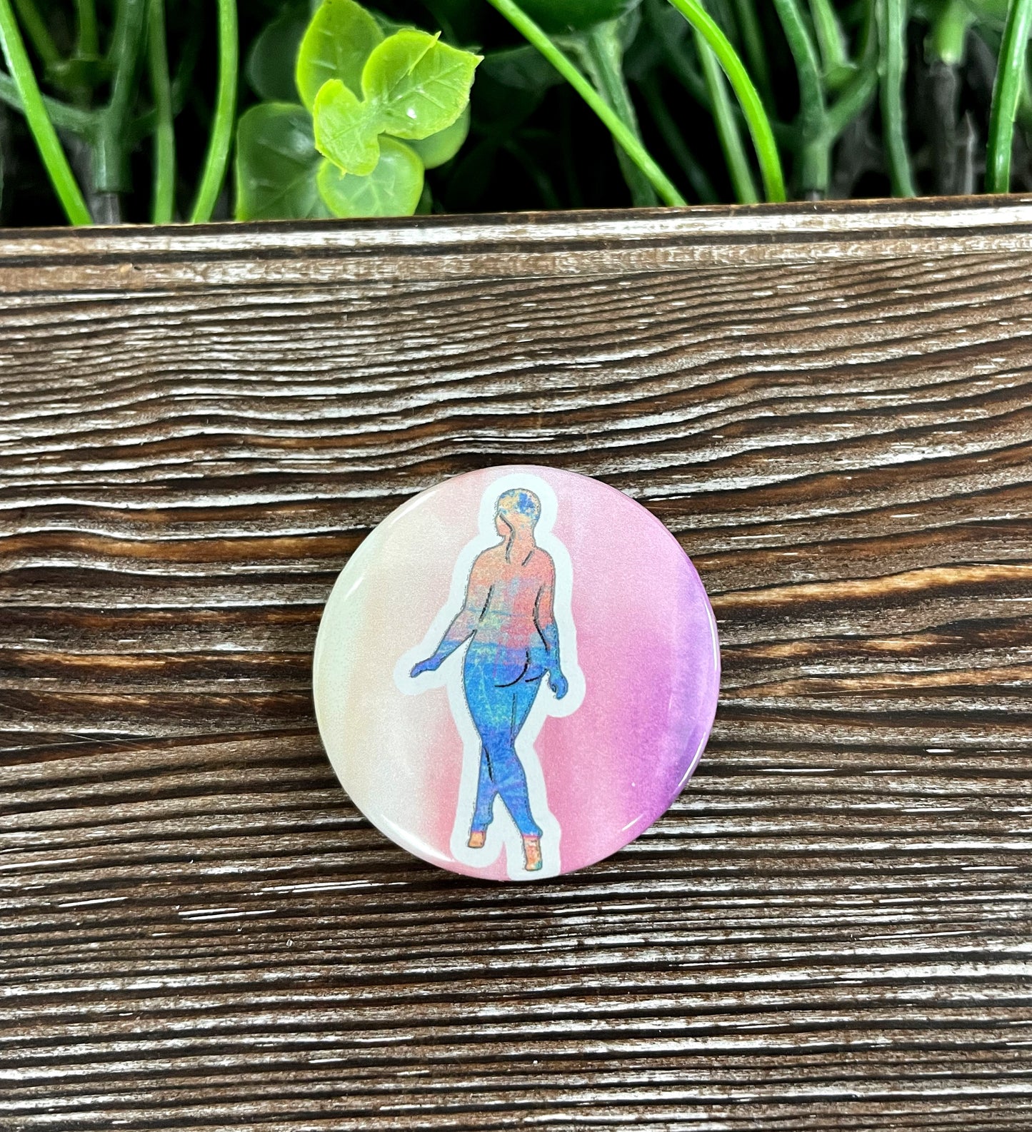 Watercolor Woman Silhouette Graphic Art Button / Pin 1.25” - Handmade by Marlayna