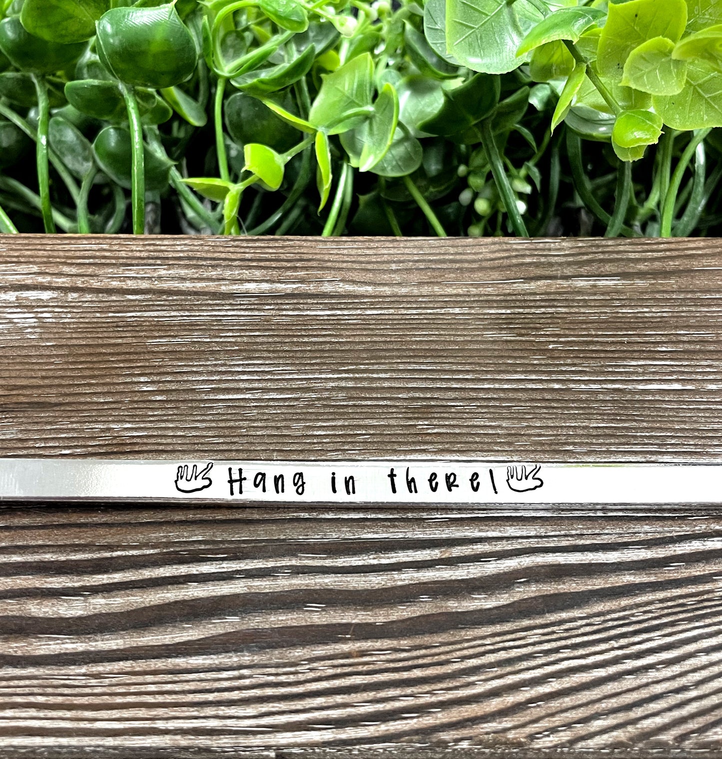 Hang in There Sloth Hand Stamped Cuff Bracelet - Can be d - Handmade by Marlayna