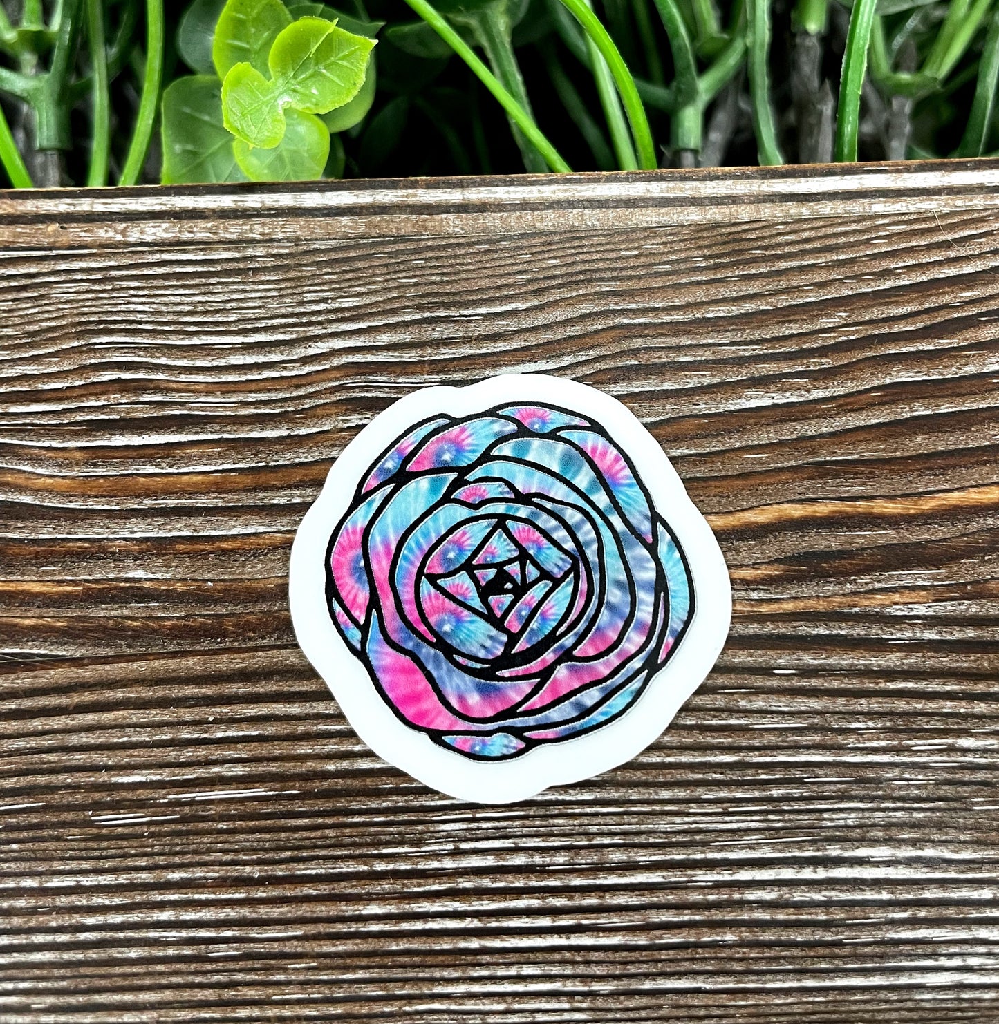 Tie Dye Watercolor Rose Die Cut Sticker, Graphic Art Sticker, Vinyl, |Sticker or Magnet