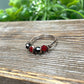 Red and Black Glass Crystal Wire Wrapped Ring - Handmade by Marlayna