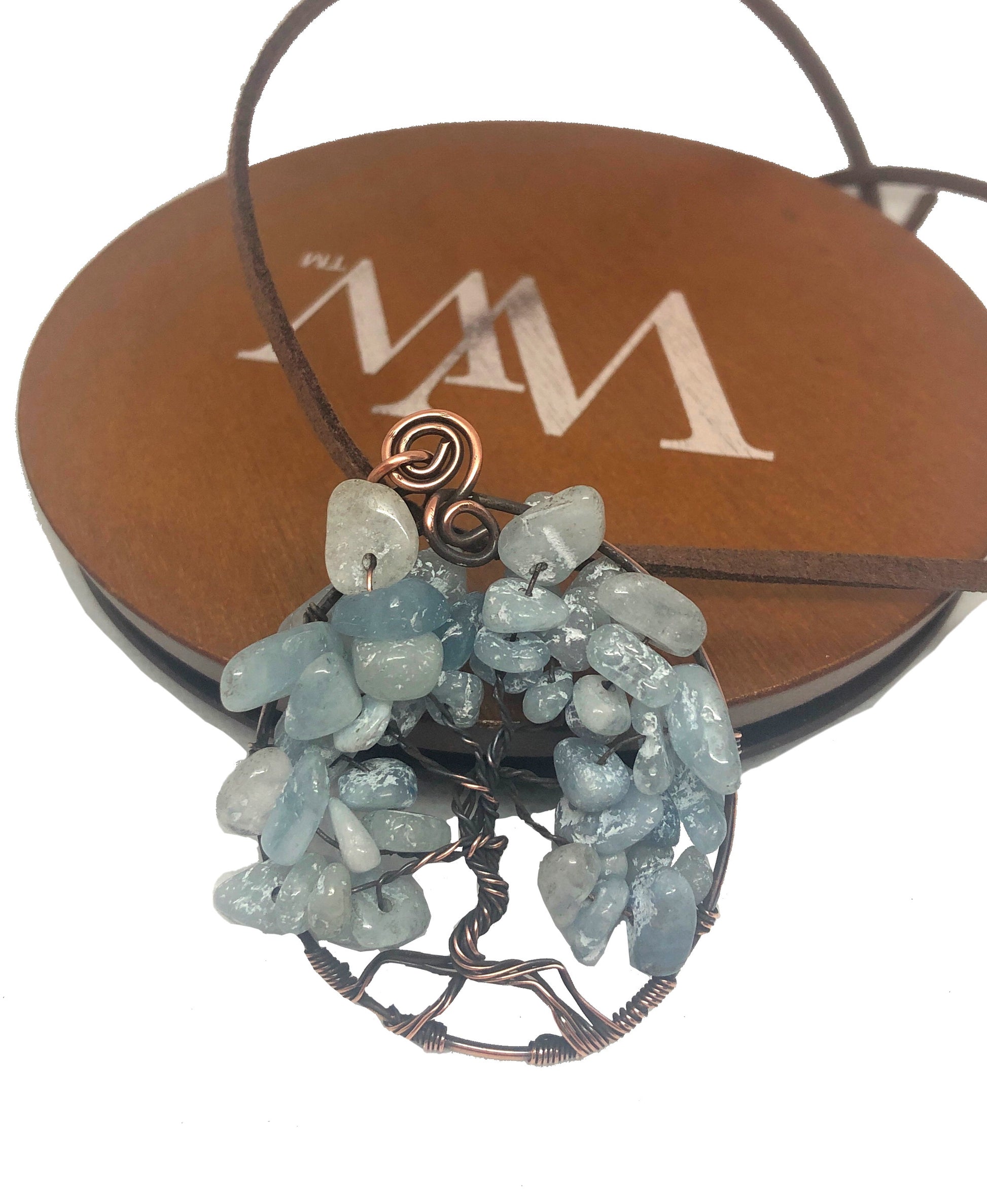 Wire Wrapped Tree of Life Pendant w/ Larimar Gemstones - Handmade by Marlayna