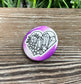 Purple Heart w Crystals, Graphic Art Button / Pin 1.25” - Handmade by Marlayna