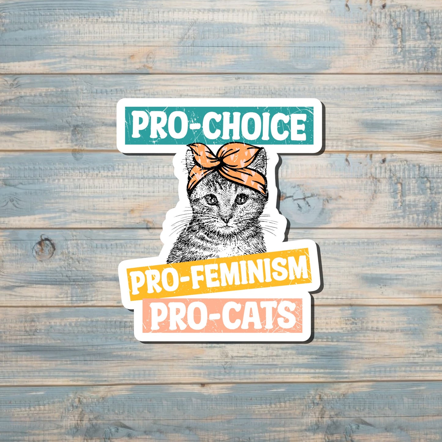 Pro Choice Pro Feminism Pro Cats | Sticker or Magnet | Cat Mom