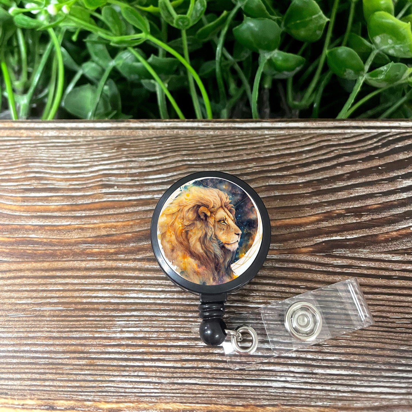 Leo Zodiac Sign, Retractable Badge Reel, Boho Fun, Sublimation Lanyard Holder, Watercolor Celestial, Astrological Birthday - Handmade by Marlayna