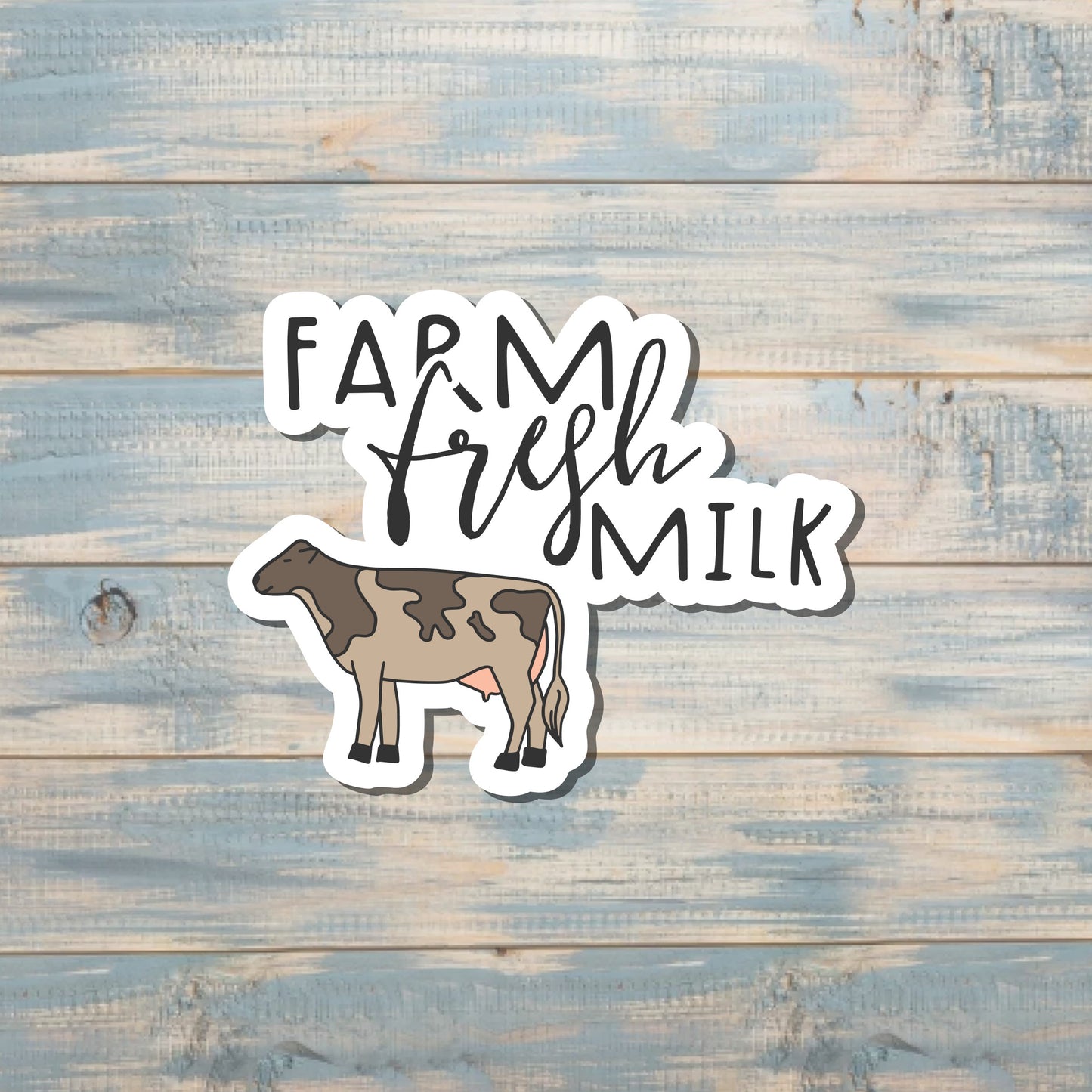 Farm Fresh Milk Cow, Die Cut Vinyl Sticker, , Boho Fun, Water Resistant |Sticker or Magnet