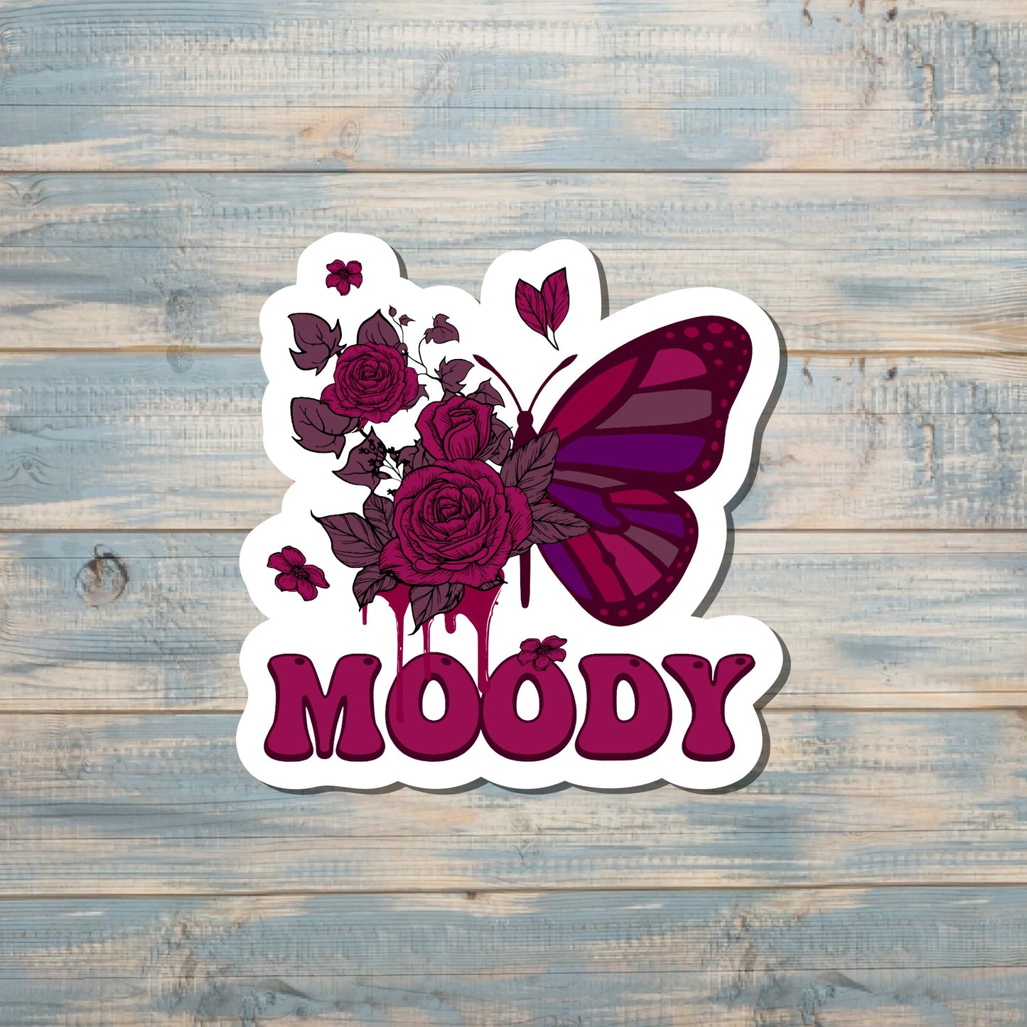 Moody Butterfly Sticker, Quirky Dark Humor, Skull Goth Emo |Sticker or Magnet