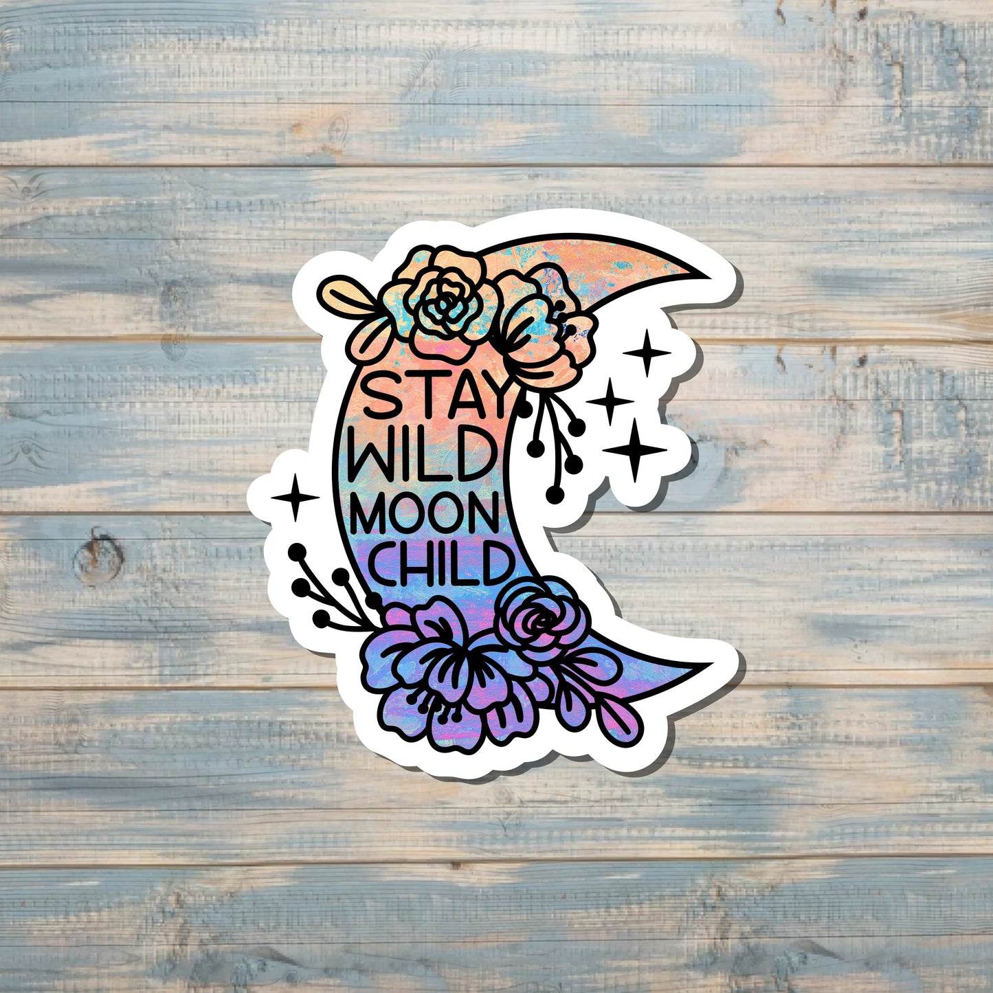 Stay Wild Moon Child Sticker, Graphic Art Sticker, Vinyl Decal |Sticker or Magnet