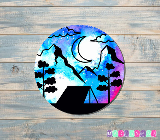 Mountain View and Crescent Moon Sticker |Sticker or Magnet