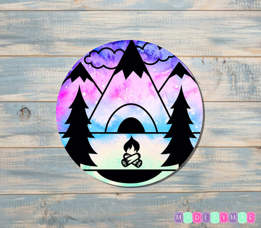 Purple Sunset Camping Sticker |Sticker or Magnet