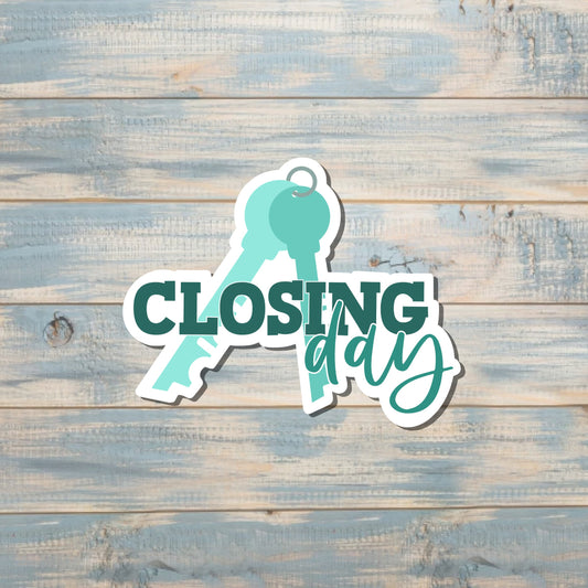 Closing Day Real Estate Sticker, Die Cut Vinyl Sticker, , Boho Fun, Water Resistant |Sticker or Magnet