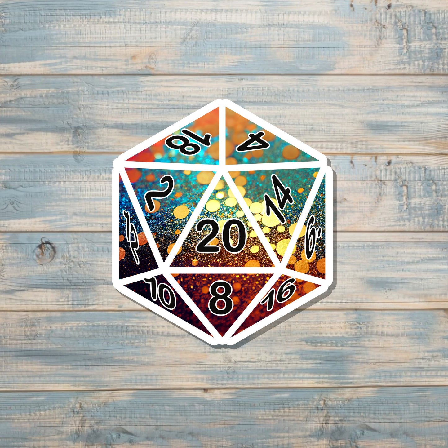 One D20 Sticker, Gaming Dice, Die Cut Vinyl, Gift for Gamer, DND RPG, Role Playing Decal, Tabletop Board Games, Laptop Sticker |Sticker or Magnet