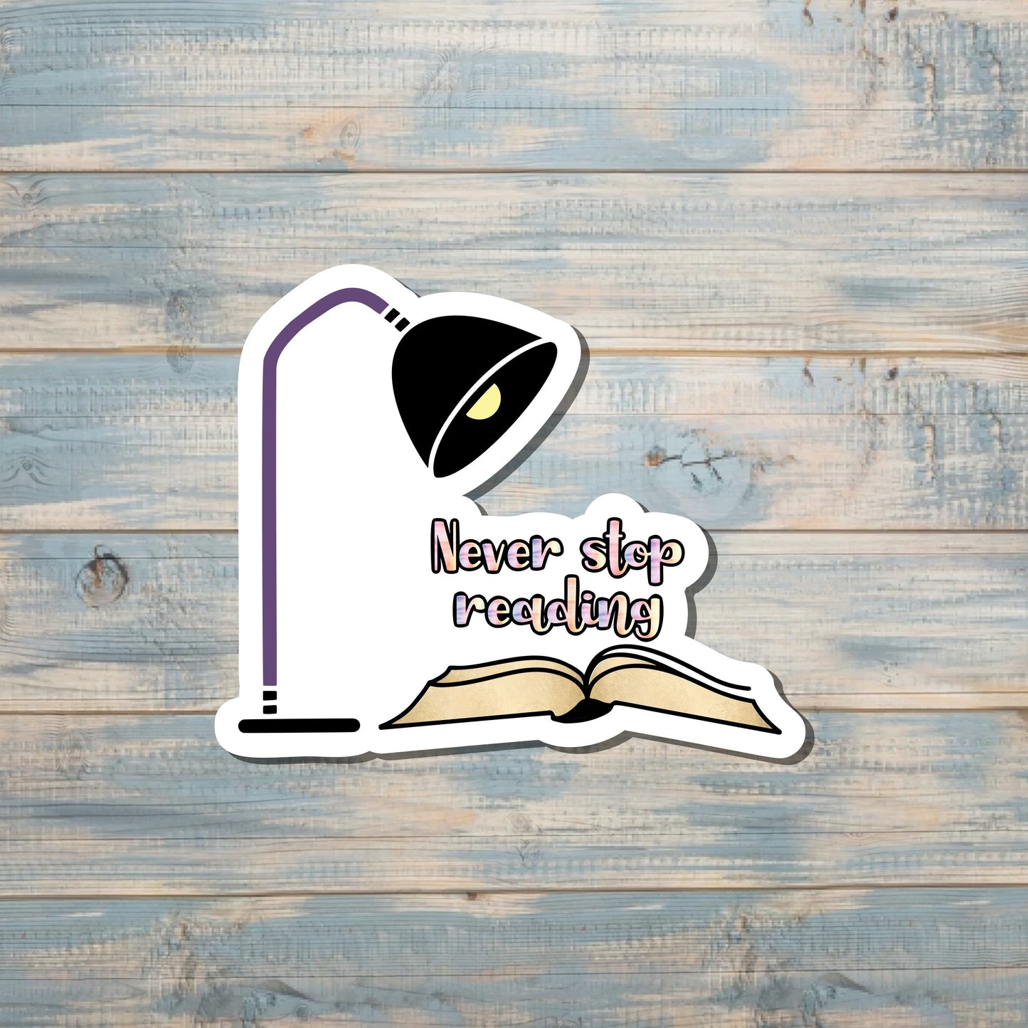 Never Stop Reading Sticker, Graphic Art Sticker |Sticker or Magnet