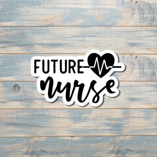 Future Nurse Heartbeat, Die Cut Vinyl Sticker, , Boho Fun, Water Resistant |Sticker or Magnet