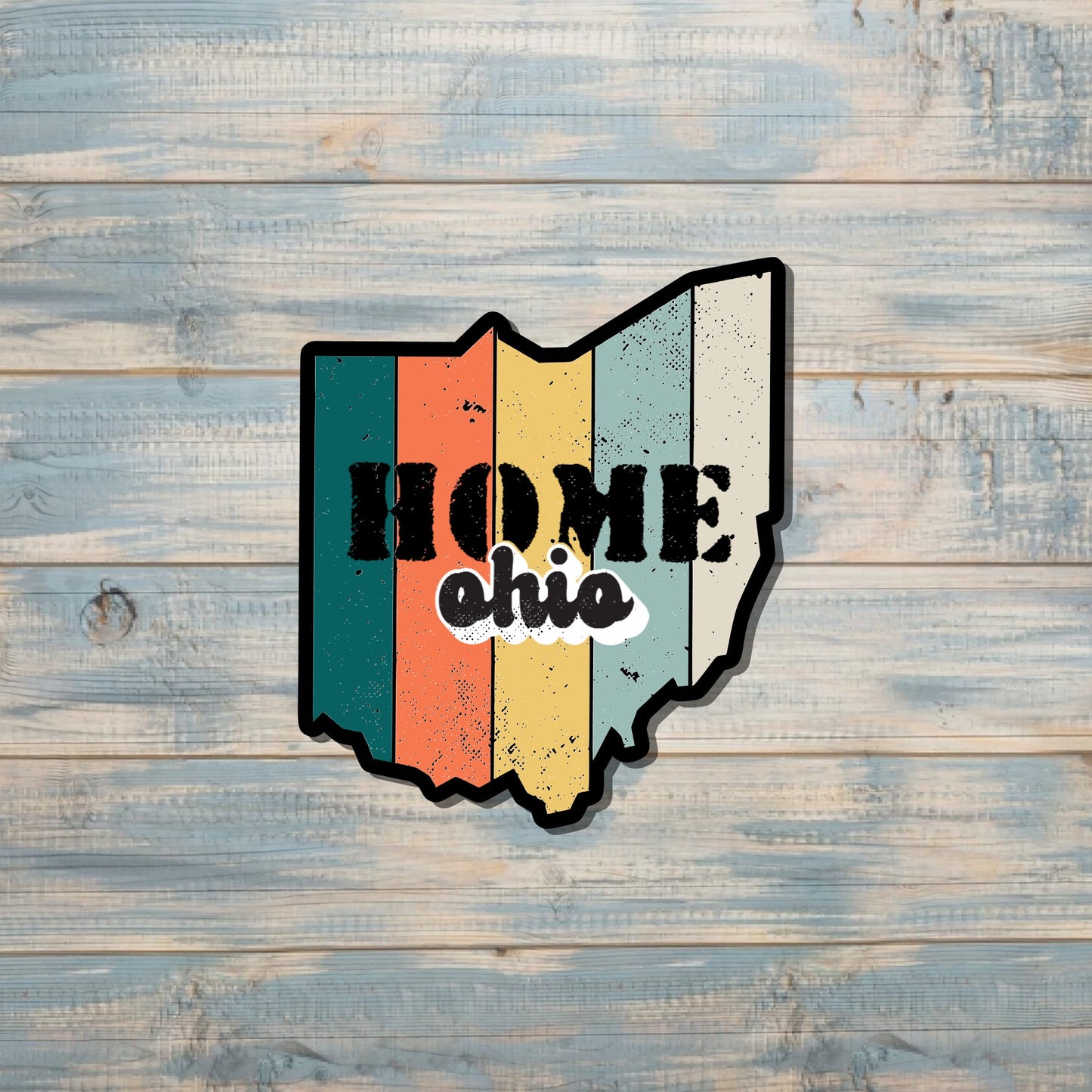 Vintage Ohio Sticker, Ohio State Decal, State Laptop Stickers, Vinyl Stickers, Home Pride, Refrigerator Magnet, Locker Decor, Local Hometown, OH USA Outline, Retro Boho Hippie |Sticker or Magnet