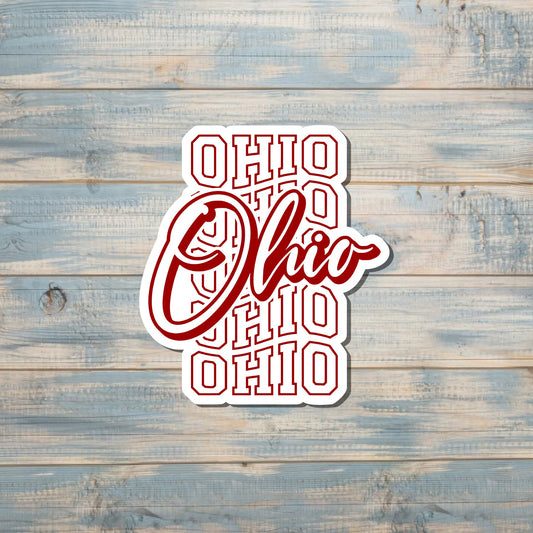 Stacked Ohio Sticker, Ohio State Decal, State Laptop Stickers, Vinyl Stickers, Home Pride, Refrigerator Magnet, Locker Decor, Local Hometown, OH USA Outline, Red Saying Quote |Sticker or Magnet