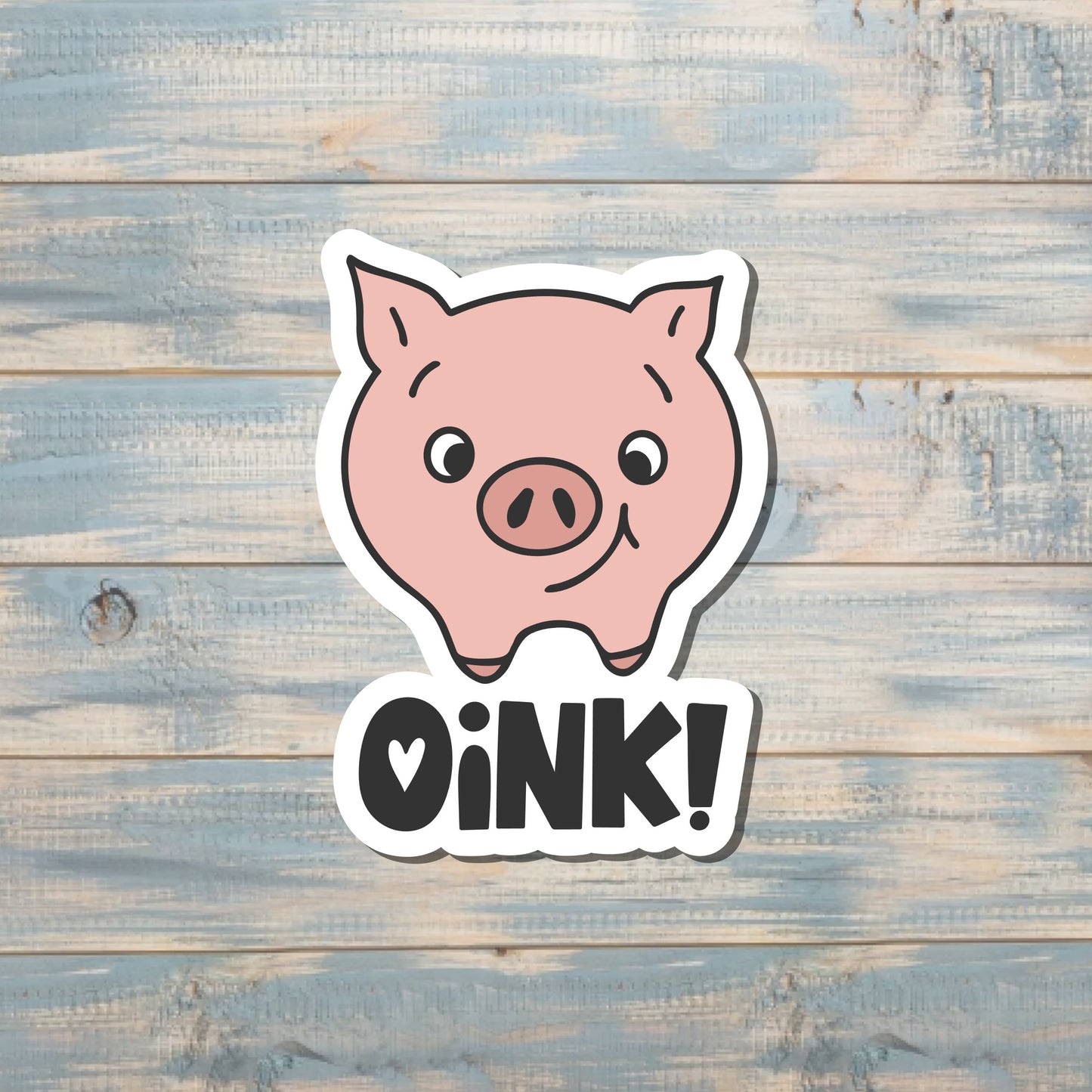 Pink Pig Oink, Die Cut Vinyl Sticker, , Boho Fun, Water Resistant |Sticker or Magnet