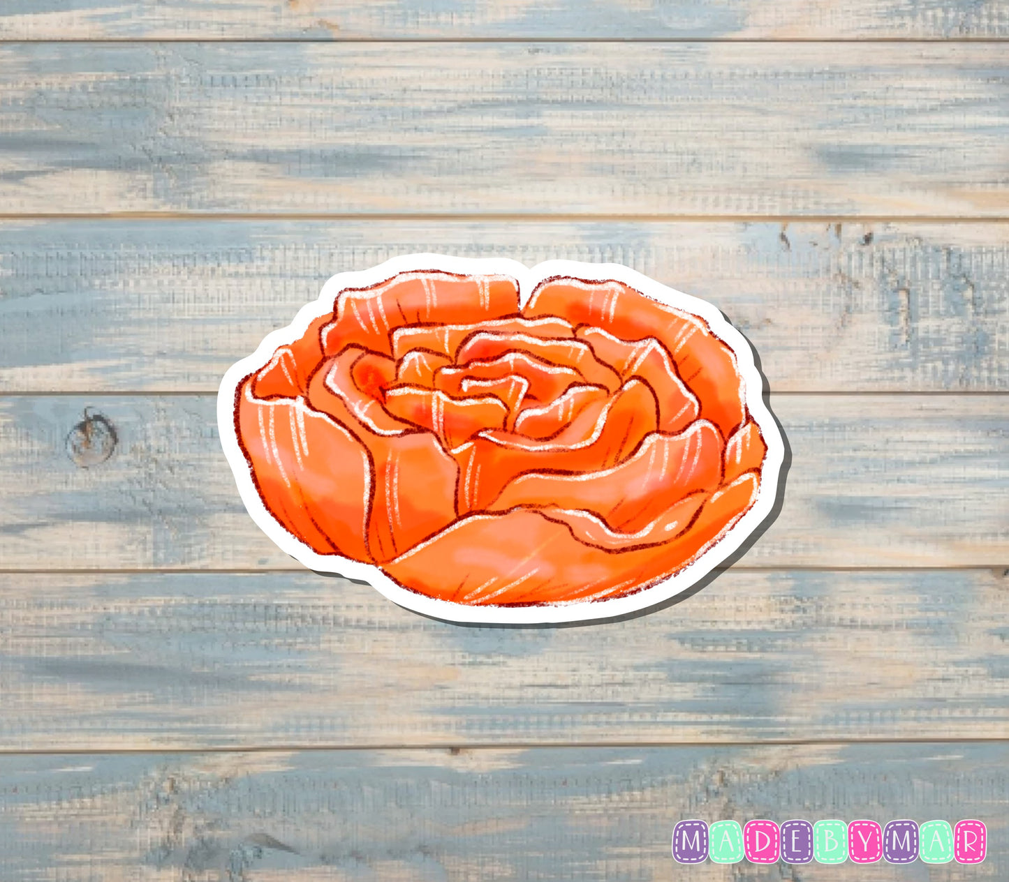 Blush Orange Peony Flower |Sticker or Magnet