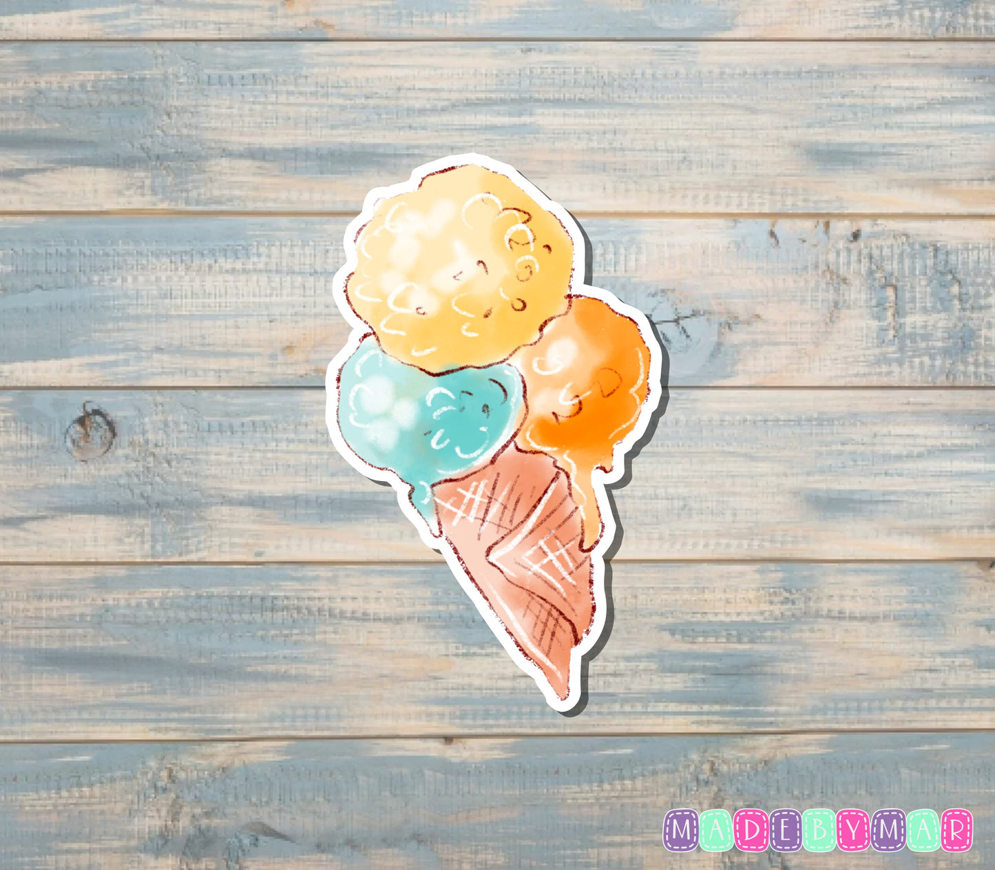 Pastel Ice Cream Cone |Sticker or Magnet