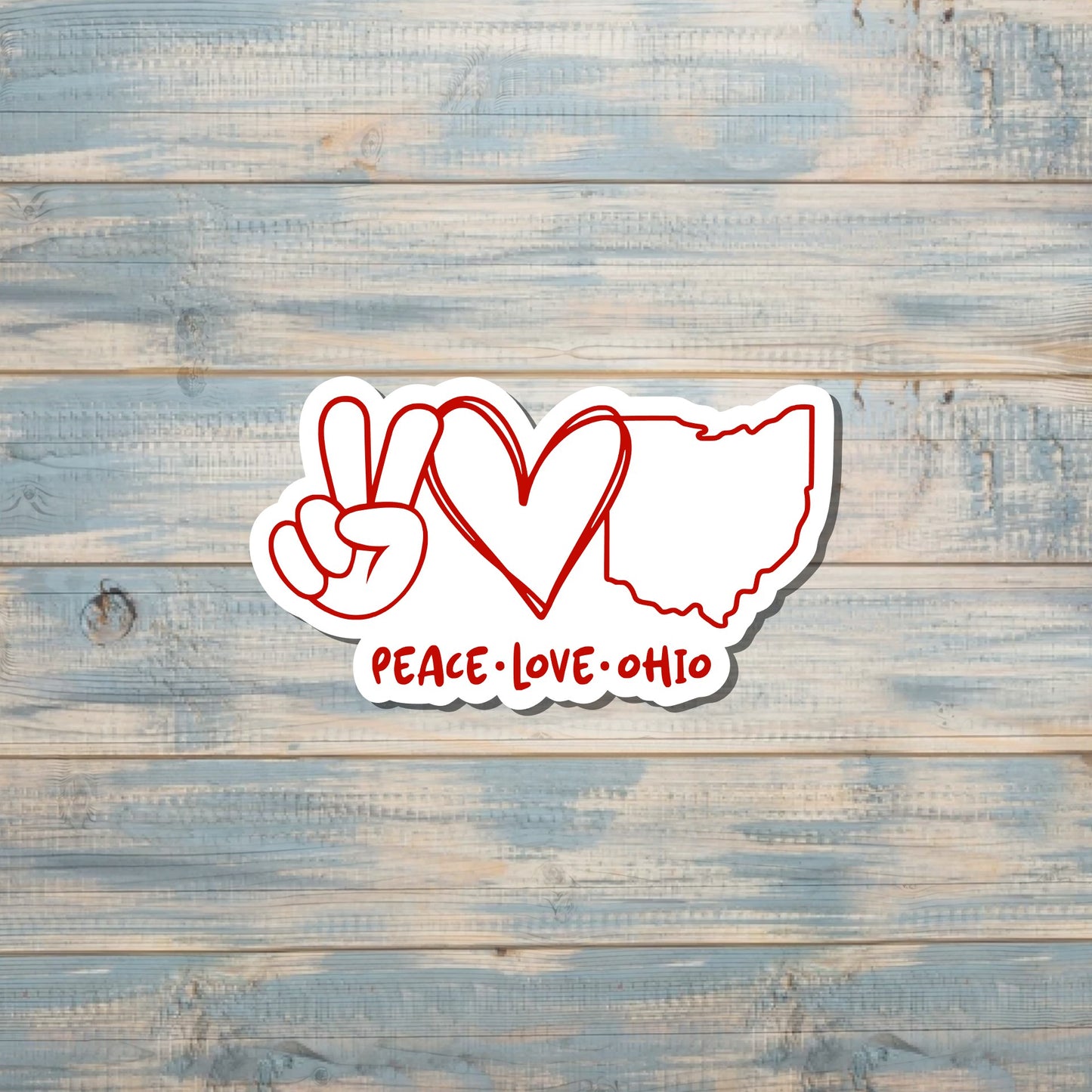 Peace Love Ohio Sticker, Ohio State Decal, State Laptop Stickers, Vinyl Stickers, Home Pride, Refrigerator Magnet, Locker Decor, Local Hometown, OH USA Outline, Red Saying Quote |Sticker or Magnet