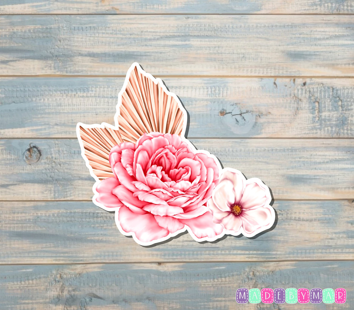 Pink Peony Flower Sticker |Sticker or Magnet