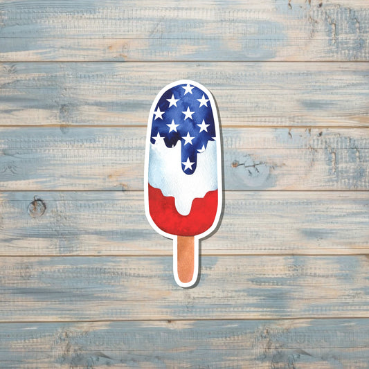 American Flag Sticker, Patriotic Popsicle, Die Cut Vinyl Sticker, Boho Fun, Water Resistant, Fourth of July, America |Sticker or Magnet