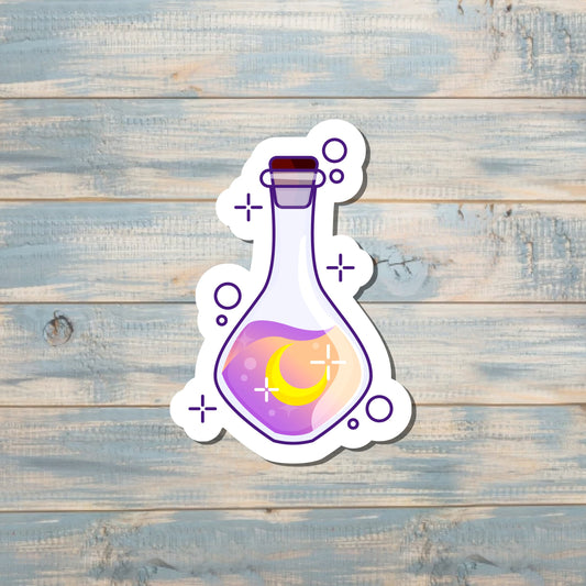 Purple Potion Bottle, Die Cut Vinyl Sticker, , Boho Fun, Water Resistant |Sticker or Magnet