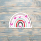 Bohemian Style Rainbow w/ Hearts, Die Cut Sticker, Graphic Art Sticker, Vinyl, , Boho Fun |Sticker or Magnet