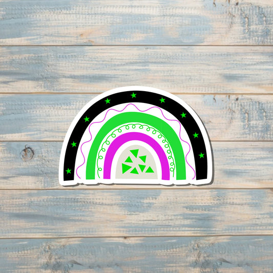 Bohemian Style Rainbow, Die Cut Sticker, Graphic Art Sticker, Vinyl, , Boho Fun |Sticker or Magnet