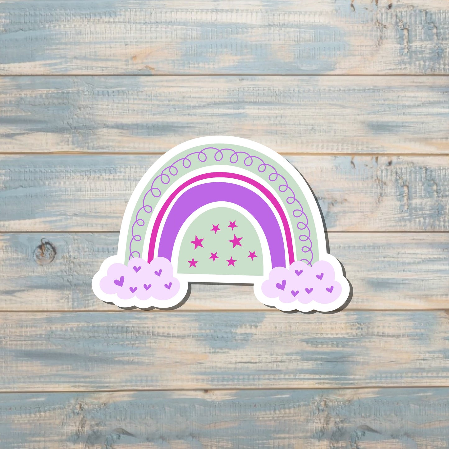 Bohemian Rainbow Clouds, Die Cut Sticker, Graphic Art Sticker, Vinyl, , Boho Fun |Sticker or Magnet