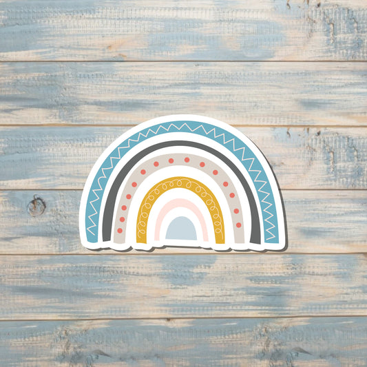 Bohemian Rainbow, Die Cut Sticker, Graphic Art Sticker, Vinyl, , Boho Fun |Sticker or Magnet