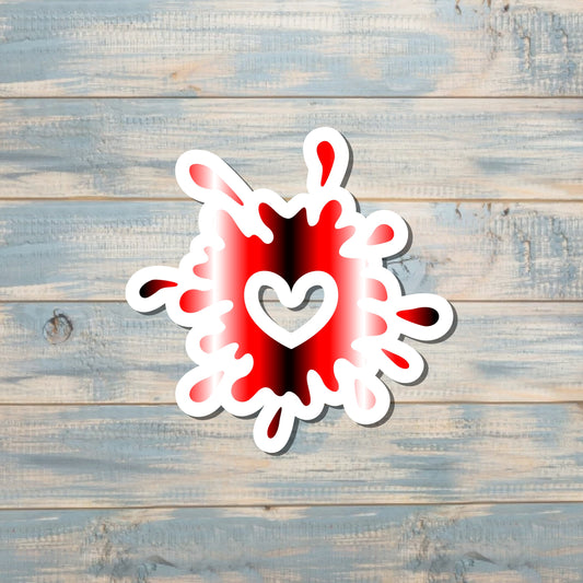 Blood Splatter Heart Sticker |Sticker or Magnet