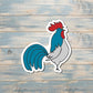 Blue Rooster, Die Cut Vinyl Sticker, , Boho Fun, Water Resistant |Sticker or Magnet