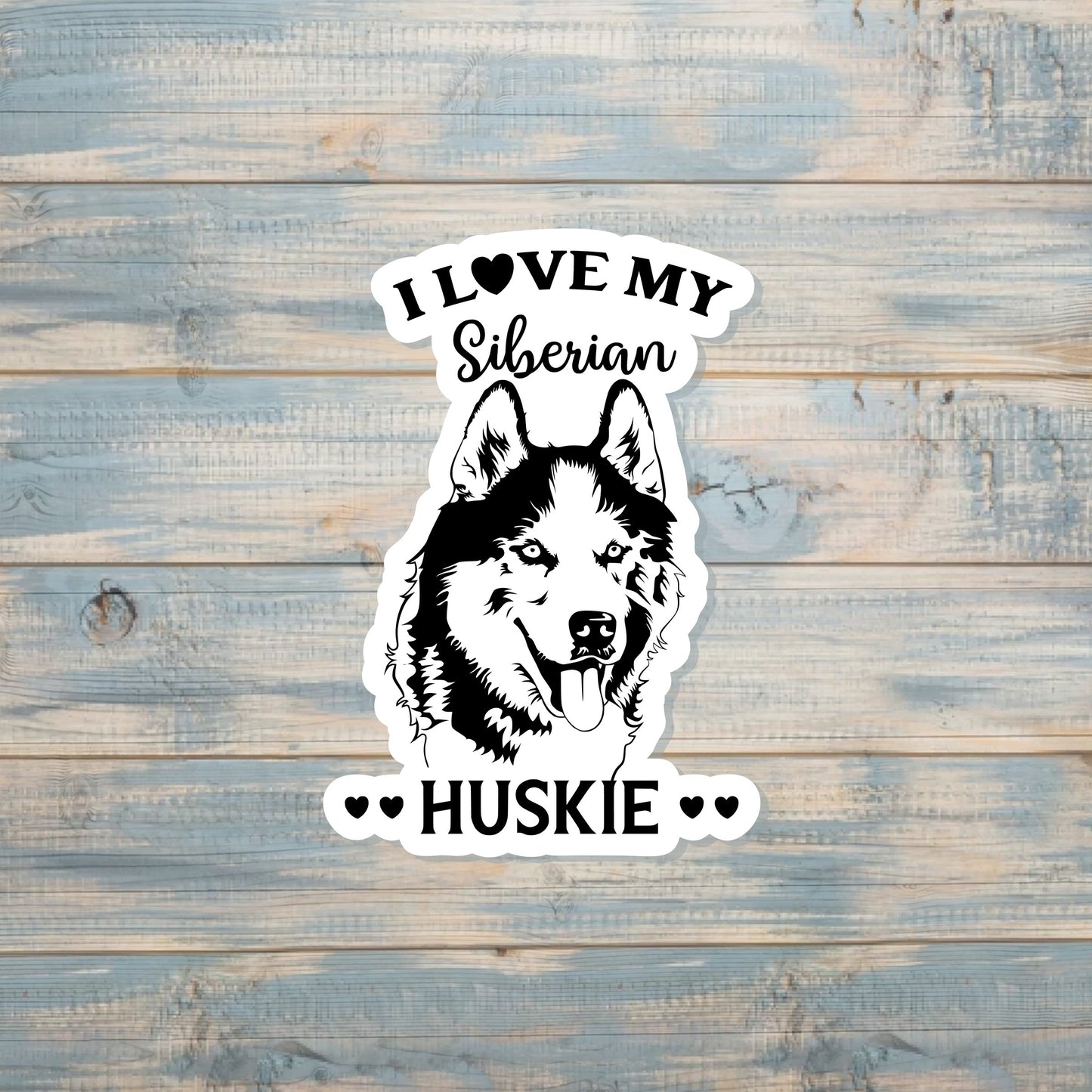 Siberian Huskie Sticker, Silhouette Vinyl Sticker, Boho Fun, Water Resistant, Dog Mom Animal Lover, Pet Breed |Sticker or Magnet