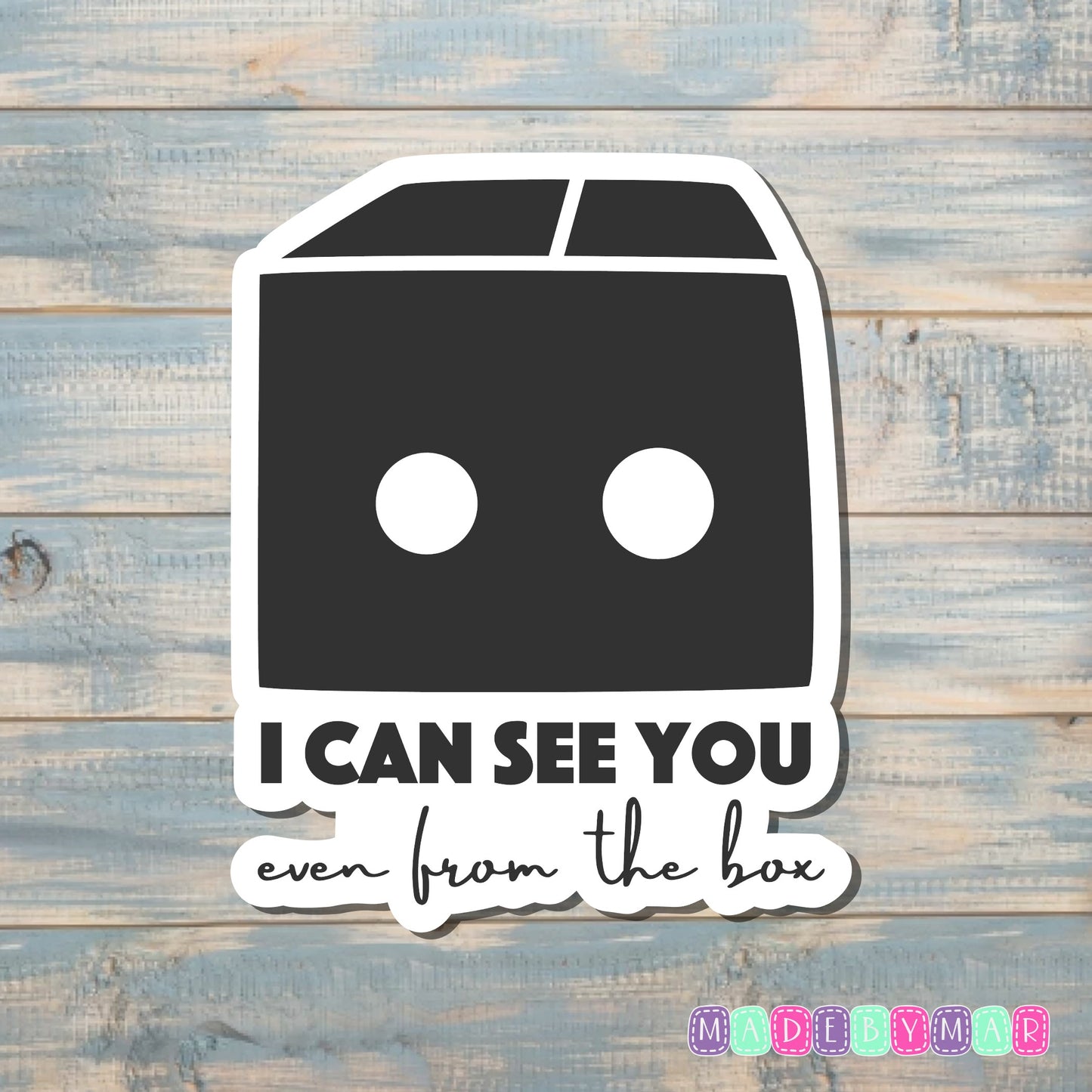 I Can See You even from the box | Sticker or Magnet | Cat Mom