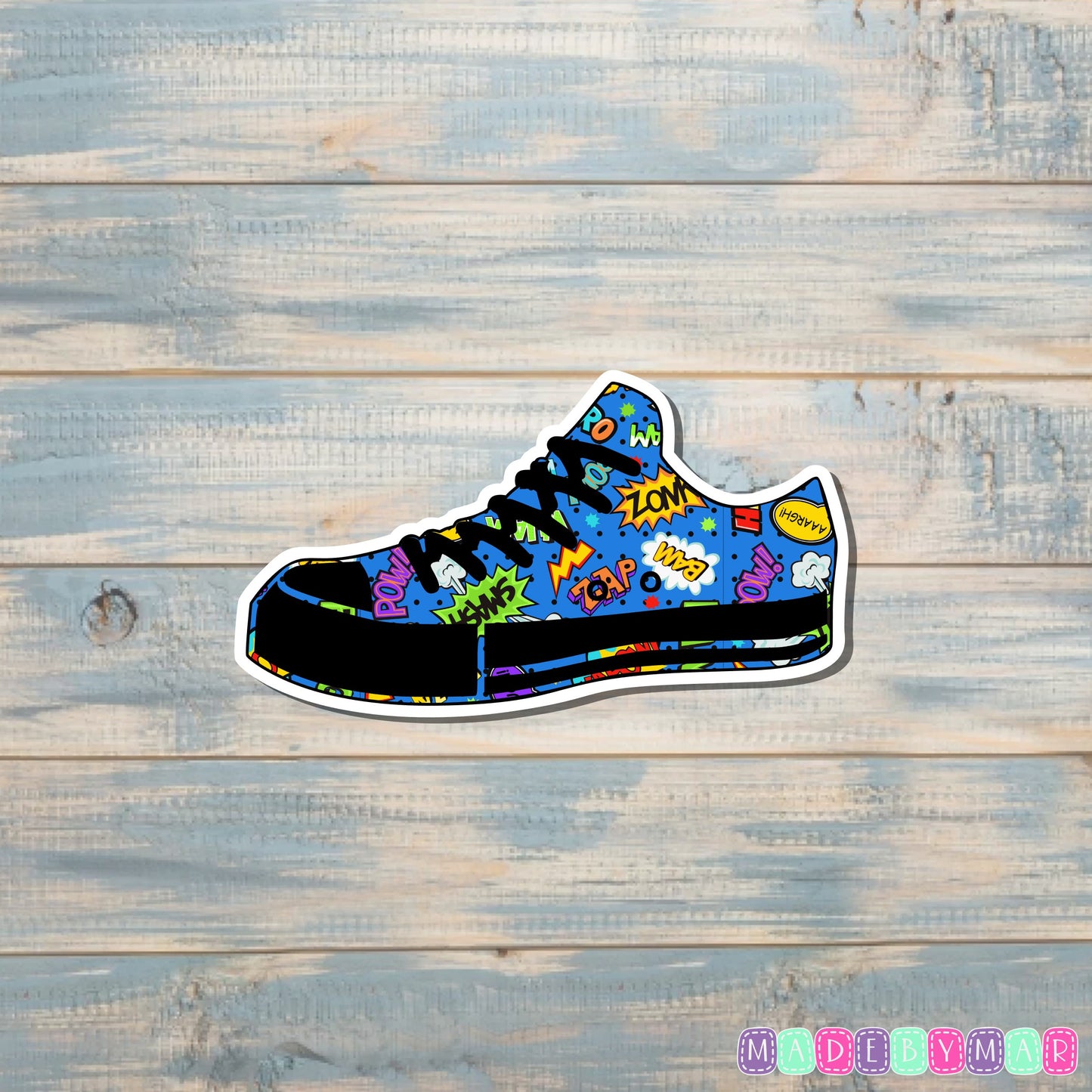 Comic Book Phrases Low Top Shoes Sticker |Sticker or Magnet