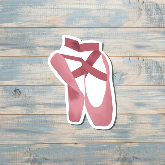 Pink Ballerina Ballet Toe Shoes Sticker |Sticker or Magnet