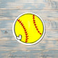 Yellow Softball w/ Heart, Die Cut Sticker, Graphic Art Vinyl, , Boho Fun |Sticker or Magnet