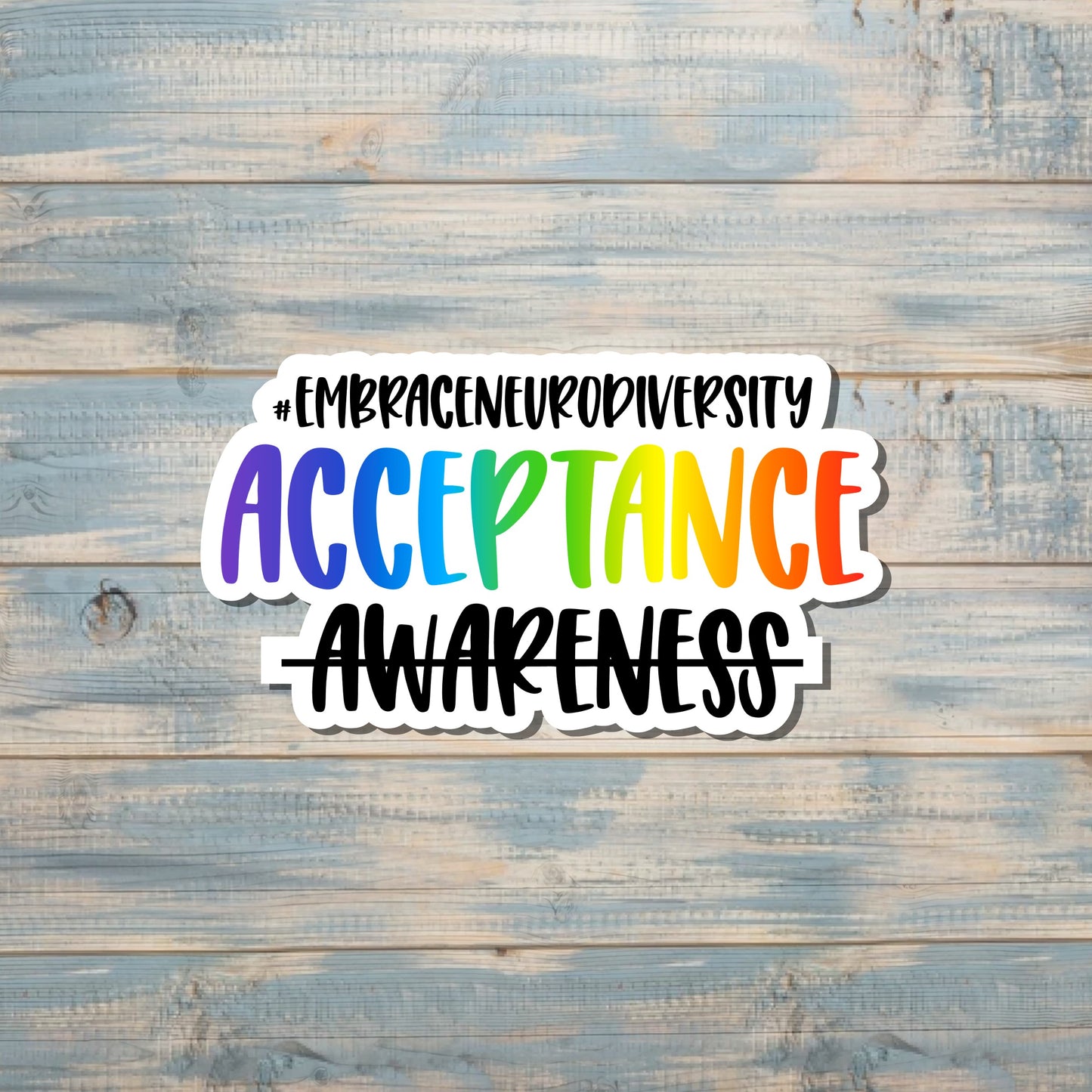 Embrace Neurodiversity Acceptance, Die Cut Vinyl Sticker, Boho Fun, Water Resistant, Human Rights Equality Women Support, Neurodivergent ADHD |Sticker or Magnet