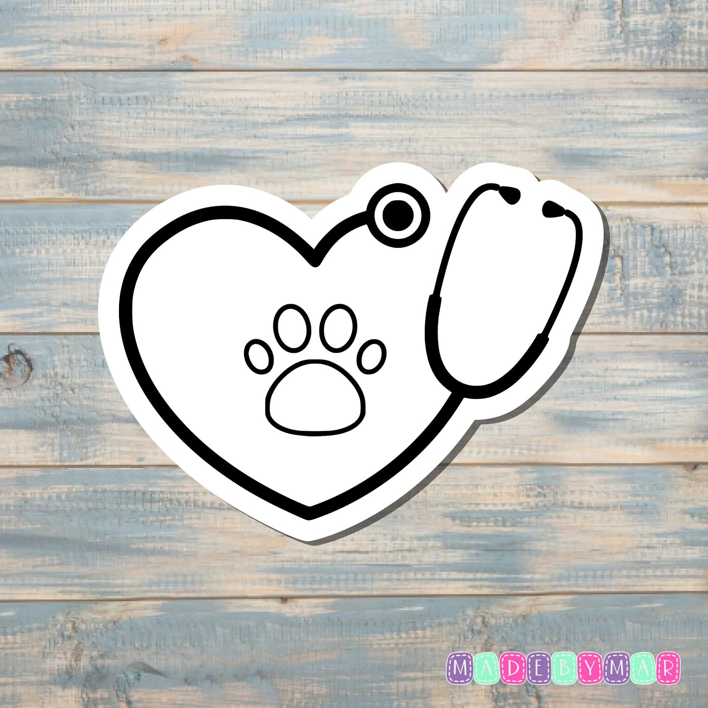 Open Pawprint Stethoscope | Sticker or Magnet | Dog Mom