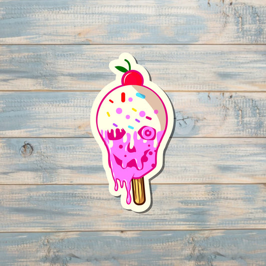 Skull Pastel Ice Cream, Die Cut Sticker, Graphic Art Sticker, Vinyl, , Inspire Motivate |Sticker or Magnet