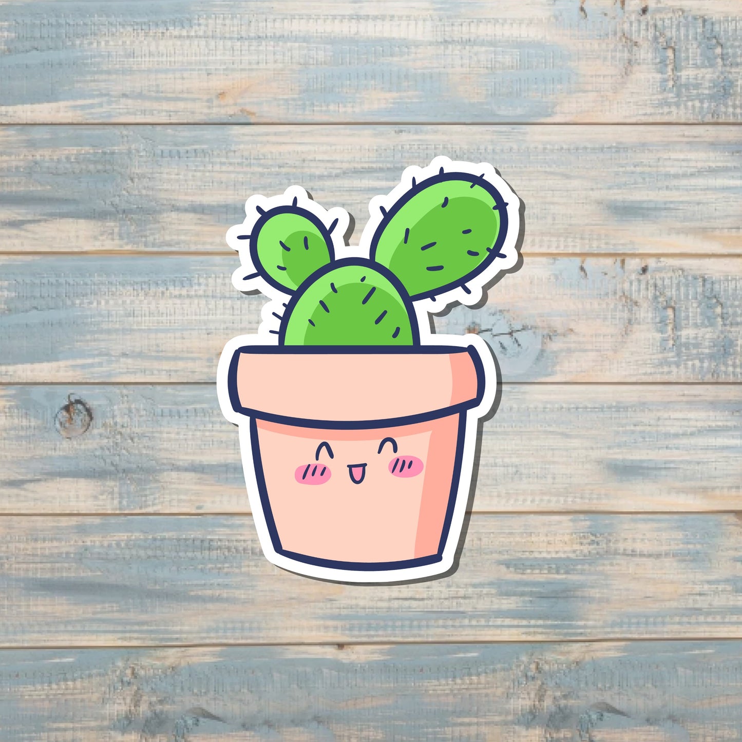 Prickly Kawaii Succulent Plant, Die Cut Vinyl Sticker, , Boho Fun, Water Resistant |Sticker or Magnet