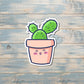 Prickly Kawaii Succulent Plant, Die Cut Vinyl Sticker, , Boho Fun, Water Resistant |Sticker or Magnet