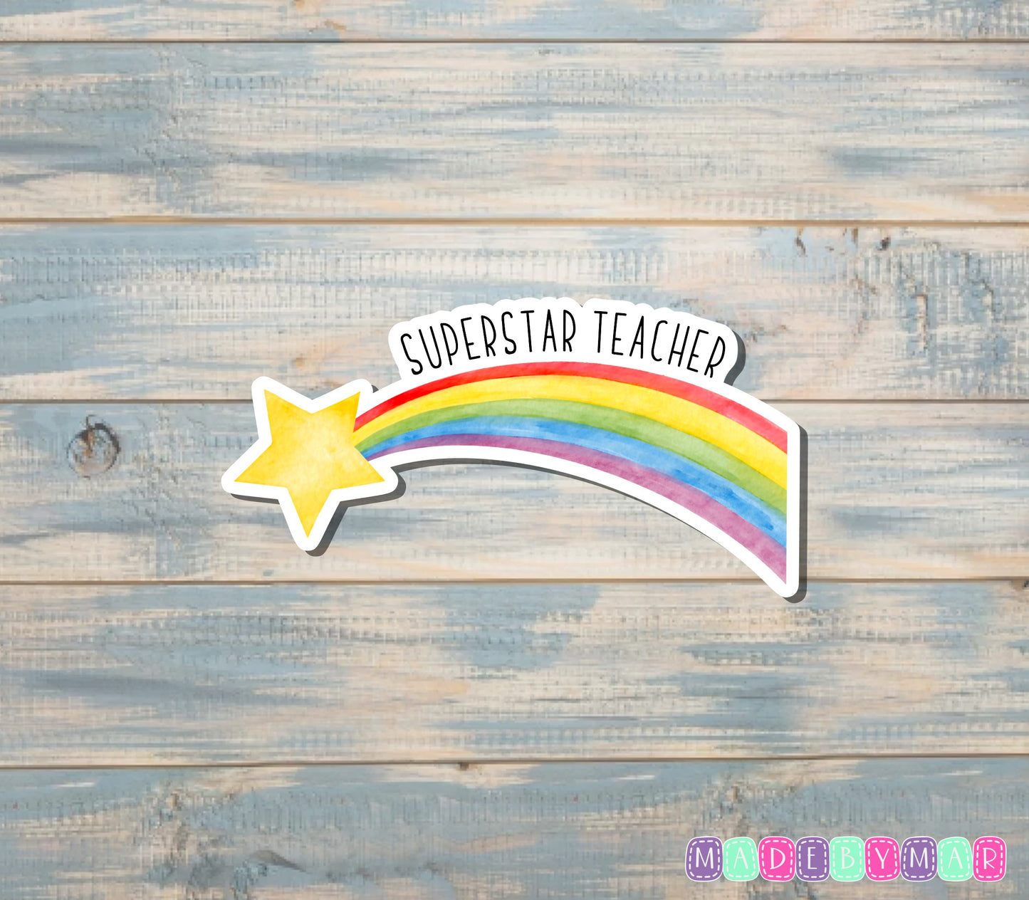 Superstar Teacher Sticker, Rainbow |Sticker or Magnet